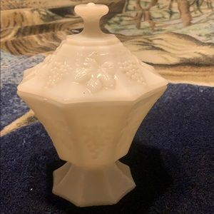 Milk glass bowl and lid